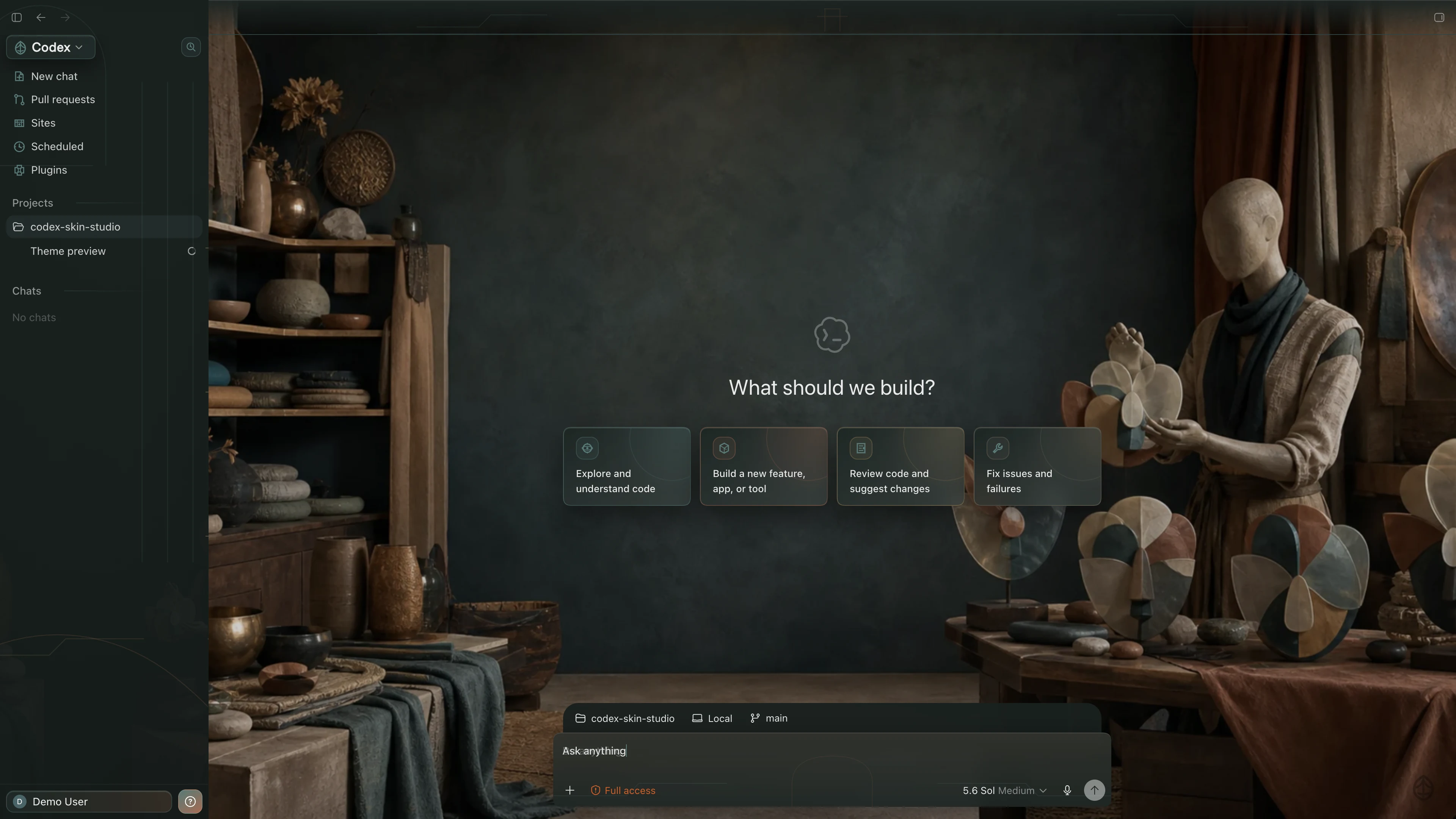 Many Faces Guild theme shown in the Codex New Task interface
