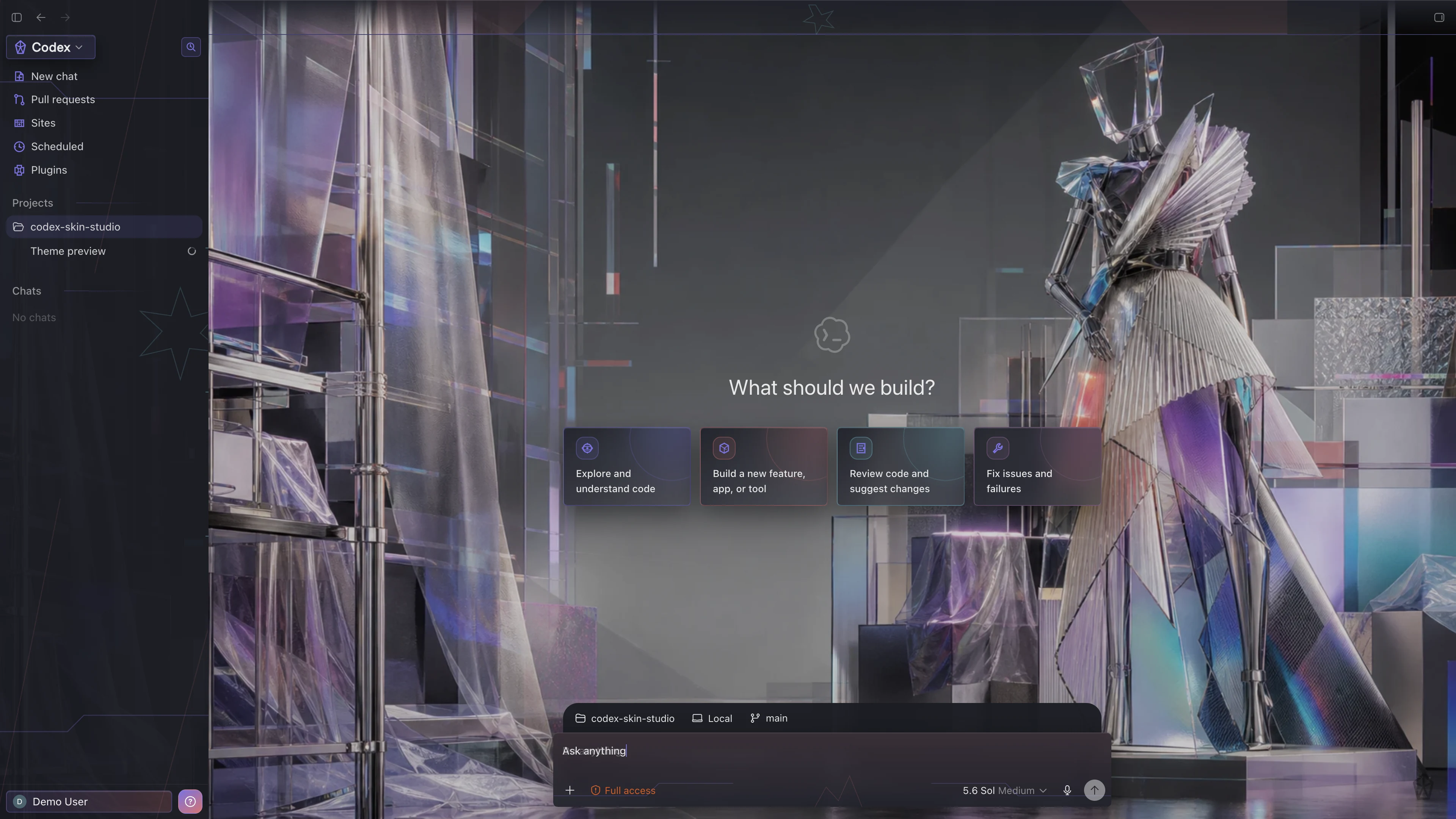 Prism Error Codex interface preview with privacy-safe fictional English demo content